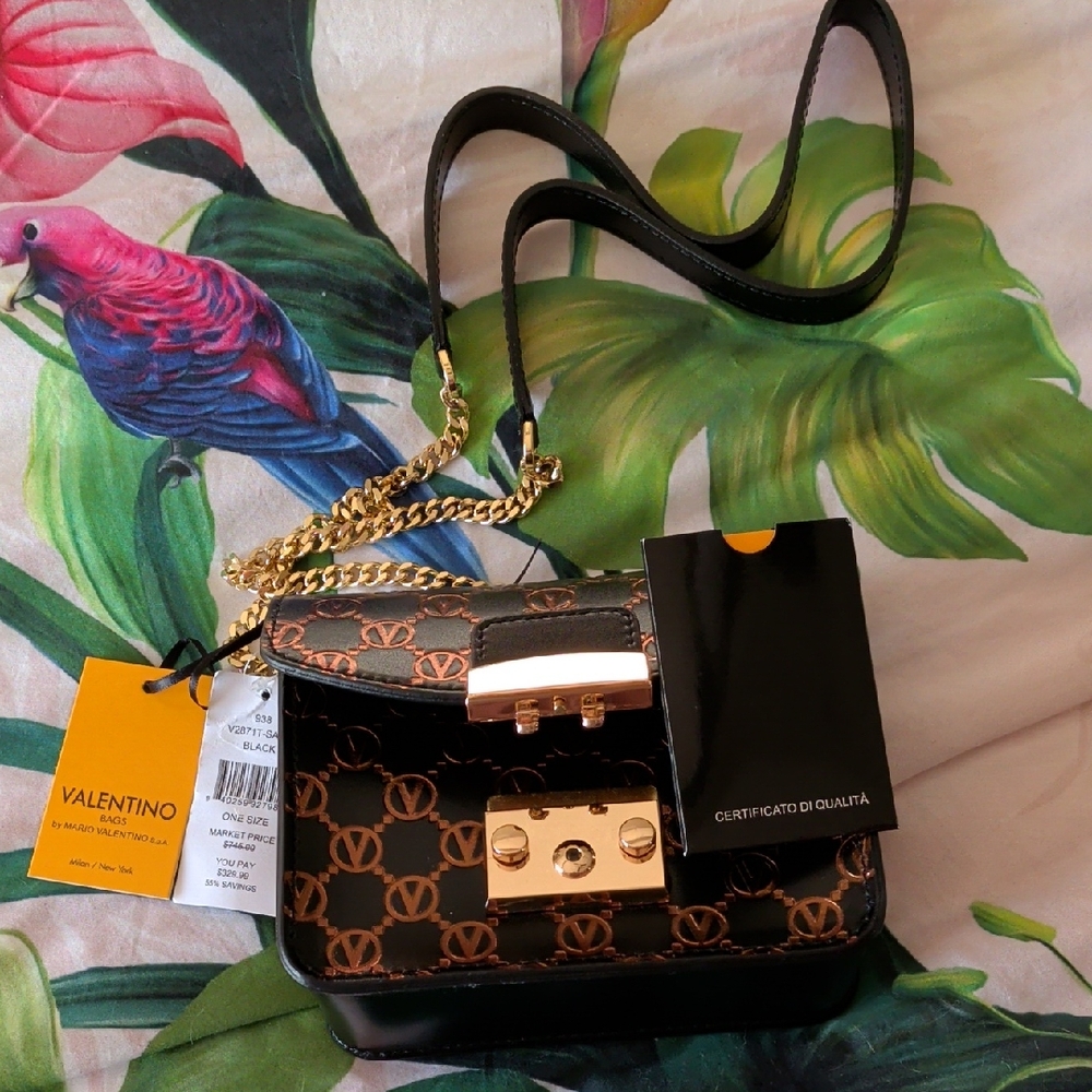 Valentino Black and Brown Crossbody Bag